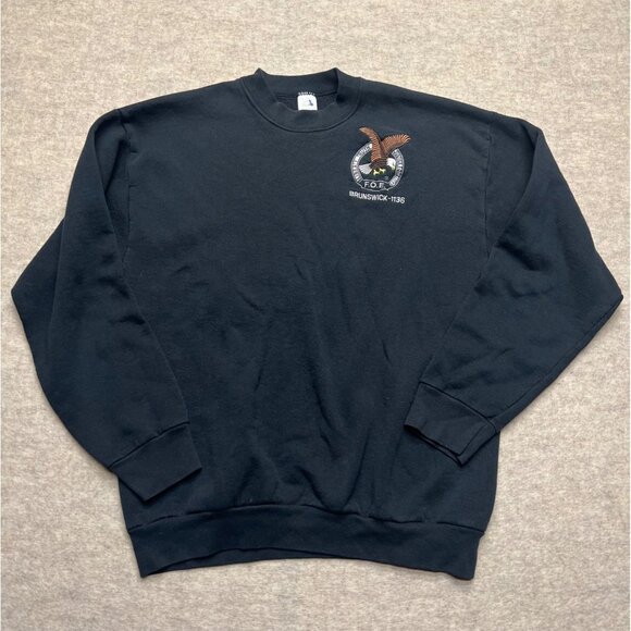 Vintage 90's Brunswick MD Fraternal Order Of Eagles Black Sweatshirt XXL - Picture 1 of 7